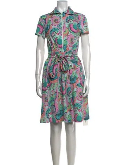 Pre-owned Kevan Hall Paisley Print Knee-length Dress In Multicolor