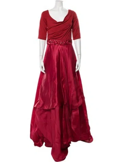 Pre-owned Kevan Hall Silk Long Dress In Red