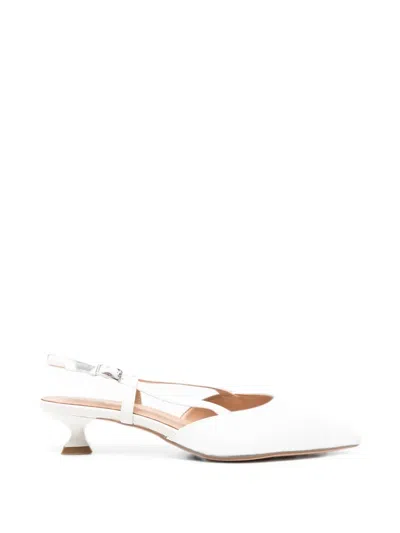 Keys Pointed-toe Slingback Pumps In White