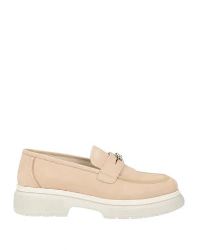 Keys Woman Loafers Beige Size 9 Leather In Neutral