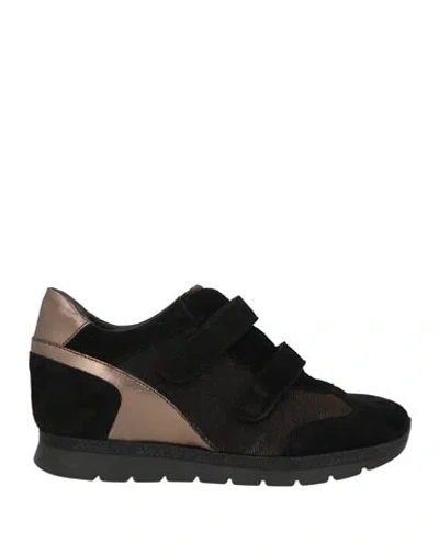 Keys Woman Sneakers Black Size 8 Leather, Textile Fibers