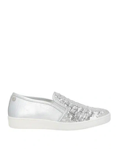 Keys Woman Sneakers Silver Size 8 Leather, Textile Fibers