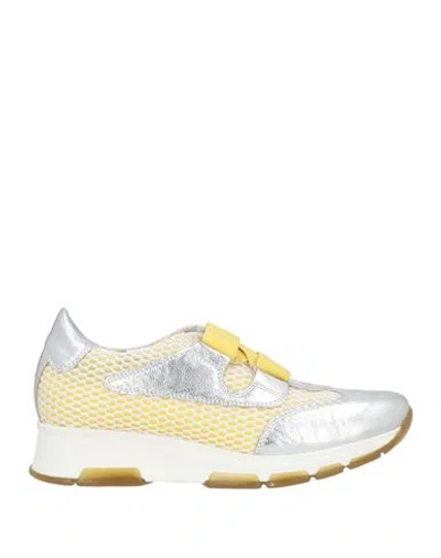 Keys Woman Sneakers Yellow Size 8 Leather, Textile Fibers In Multi