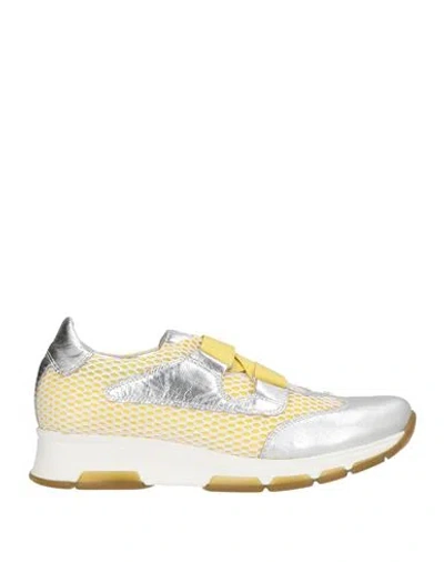 Keys Woman Sneakers Yellow Size 8 Synthetic Material, Textile Fibers In White