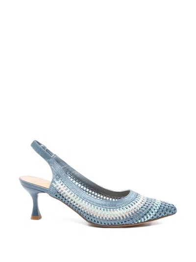 Keys Woven Slingback Pumps In Blue