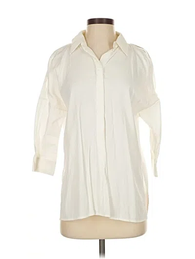 Pre-owned Kf/kaufmanfranco Collective 3/4 Sleeve Button Down Shirt In White