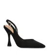 Kg Kurt Geiger Womens Black Aria Logo-badge Faux-suede Heeled Sandals In Black