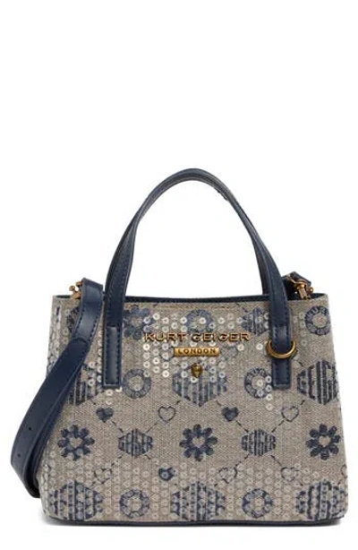 Kg Kurt Geiger Hampstead Sequin Jacquard Mini Tote Bag In Blue