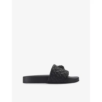 Kg Kurt Geiger Mens Meena Eagle Faux-leather Slides Black Eur 41 / 7 Uk
