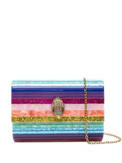 Kg Kurt Geiger Party Eagle Striped Clutch Bag In Pink