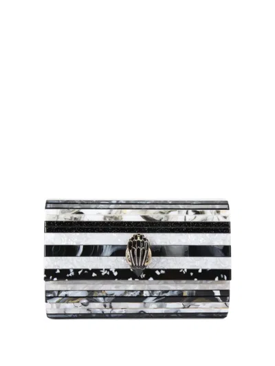 Kg Kurt Geiger Striped Shell-embellished Clutch Bag In Black