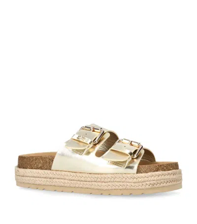 Kg Kurt Geiger Raquel Rope-sole Metallic Faux-leather Sandals In Gold