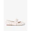 Kg Kurt Geiger Womens Bone Master Studded Faux-leather Ballet Flats In Bone