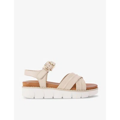 Kg Kurt Geiger Womens Bone Ruella-strap Flat Leather Sandals