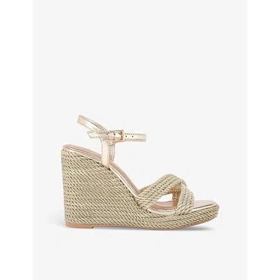 Kg Kurt Geiger Womens Gold Phoebe Metallic-rope Woven Wedges