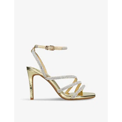 Kg Kurt Geiger Womens Gold Savanna Embellished Faux Patent-leather Sandals