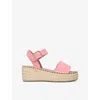 KG KURT GEIGER KG KURT GEIGER WOMEN'S PINK PIA ESPADRILLE WOVEN WEDGE SANDALS