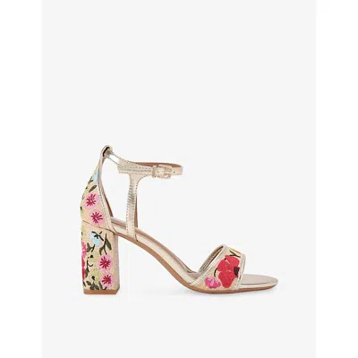 Kg Kurt Geiger Womens Beige Comb Faryn Woven Heeled Sandals Eur 38/5 Uk In Neutral