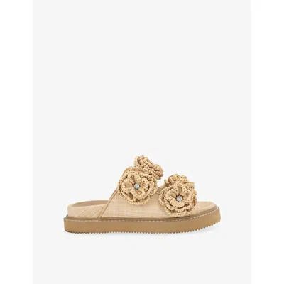 Kg Kurt Geiger Womens Beige Comb Sonnet Raffia Sandals Eur 37 / 4 Uk In Multi