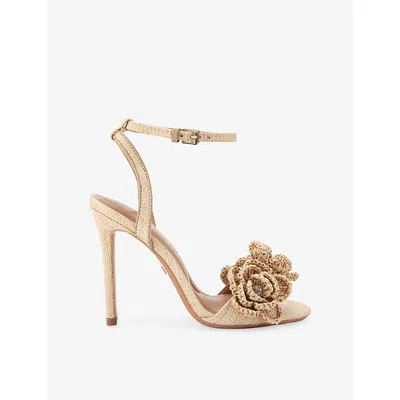 Kg Kurt Geiger Womens Beige Sonnet Raffia Heeled Sandals Eur 37 / 4 Uk In Neutral