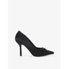 Kg Kurt Geiger Womens Black Annie Bow-embellished Ruched Satin Heeled Courts In Black