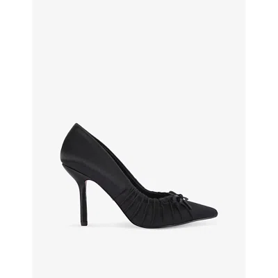 Kg Kurt Geiger Womens Black Annie Bow-embellished Ruched Satin Heeled Courts
