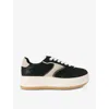 Kg Kurt Geiger Womens Black Kick Logo-badge Faux-leather Low-top Trainers In Black