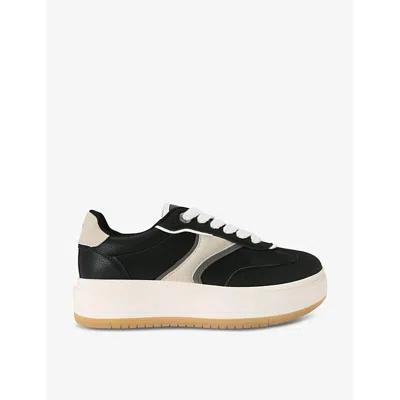 Kg Kurt Geiger Womens Black Kick Logo-badge Faux-leather Low-top Trainers
