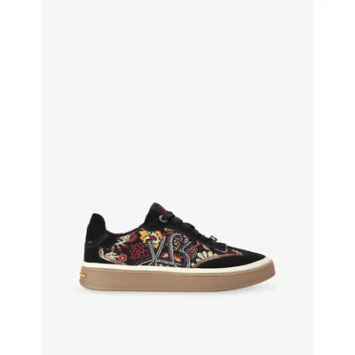 Kg Kurt Geiger Womens Black Leena Suede Trainers Eur 39 / 6 Uk In Multi