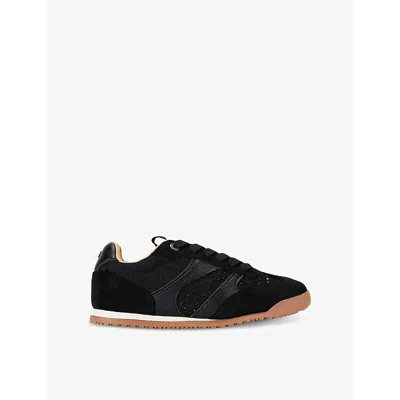 Kg Kurt Geiger Womens  Likely Panelled Mesh And Suede Low-top Trainers In Black