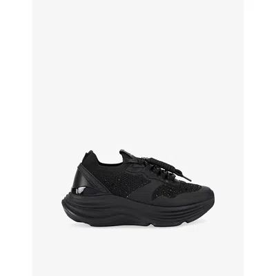 Kg Kurt Geiger Womens Black Lotta Gem Woven Trainers Eur 38/5 Uk