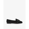 Kg Kurt Geiger Womens Black Mable Bow Faux-suede Loafers Eur 38/5 Uk In Black