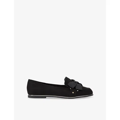 Kg Kurt Geiger Womens Black Mable Bow Faux-suede Loafers Eur 38/5 Uk