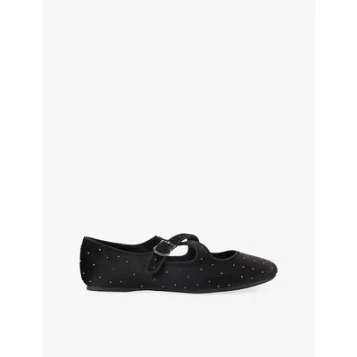 Kg Kurt Geiger Womens Black Natalia Rhinestone-embellished Velvet Flats Eur 38/5 Uk