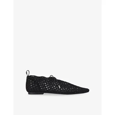 Kg Kurt Geiger Womens Black Notty Woven Ballet Flats Eur 36 / 3 Uk