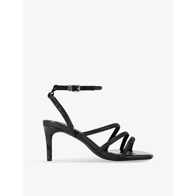 Kg Kurt Geiger Womens Savanna Low Crystal-embellished Heeled Woven Sandals Blac In Black