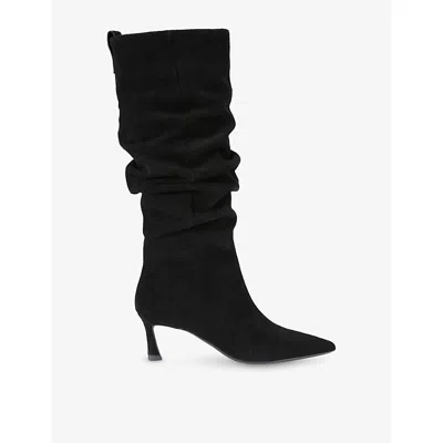 Kg Kurt Geiger Womens Black Stark Rouche Leather Knee-high Boots Eur 38/5 Uk