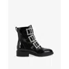 Kg Kurt Geiger Womens Black Tisha Buckle Patent-leather Ankle Boots Eur 38/5 Uk In Black
