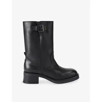 Kg Kurt Geiger Womens Black Trident Heeled Leather Boots Eur 41 / 8 Uk