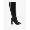 Kg Kurt Geiger Womens Black Trix Faux-leather Heeled Knee-high Boots Eur 42/ 9 Uk In Black