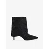 Kg Kurt Geiger Womens Black/comb Fate Faux-suede Heeled Ankle Boots Eur 40 / 7 Uk In Black