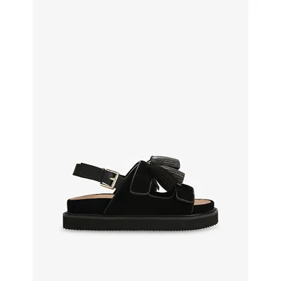Kg Kurt Geiger Womens Black/comb Rita Tassel Leather Sandals Eur 38/5 Uk