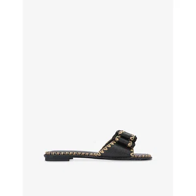 Kg Kurt Geiger Womens Black/comb Robbie Slim Woven Sandals Eur 37 / 4 Uk