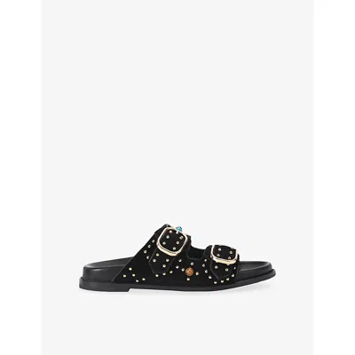 Kg Kurt Geiger Womens Black/comb Rosabella Suede Sandals Eur 37 / 4 Uk In Multi