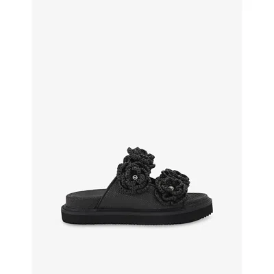 Kg Kurt Geiger Womens Black/comb Sonnet Raffia Sandals Eur 40 / 7 Uk