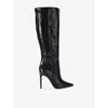 Kg Kurt Geiger Womens Tassa Leather Heeled Knee-high Boots Black/comb Eur 39 / 6 Uk In Black