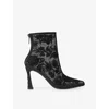 Kg Kurt Geiger Womens Transform Embroidered Woven Heeled Ankle Boots Black/comb Eur 39 / 6 Uk In Brown