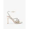 Kg Kurt Geiger Womens  Savanna Rhinestone-embellished Satin Heeled Sandals In Bone