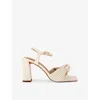 Kg Kurt Geiger Womens  Signet 105 Twisted-strap Faux-leather Heeled Sandals In Bone