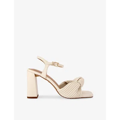 Kg Kurt Geiger Womens  Signet 105 Twisted-strap Faux-leather Heeled Sandals In Bone